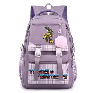 Cartoon Trans-formers Backpack Lightweight Polyester Backpacks Waterproof and with Adjustable Shoulder Straps Bag -Purple