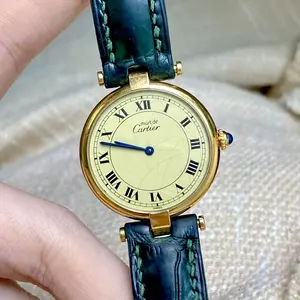 Cartier Must De Cartier Vendome Vintage 30mm Gold Dial Vermeil Quartz Ladies Watch 22147977