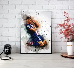 Kylian Mbappé Poster Football Wall Art Print Graphic Design USA Flag Tribute Set for Patriotic Home Decor