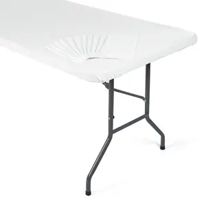 8 Ft. Bulk 12 Pc. White Rectangle Fitted Disposable Plastic Tablecloths