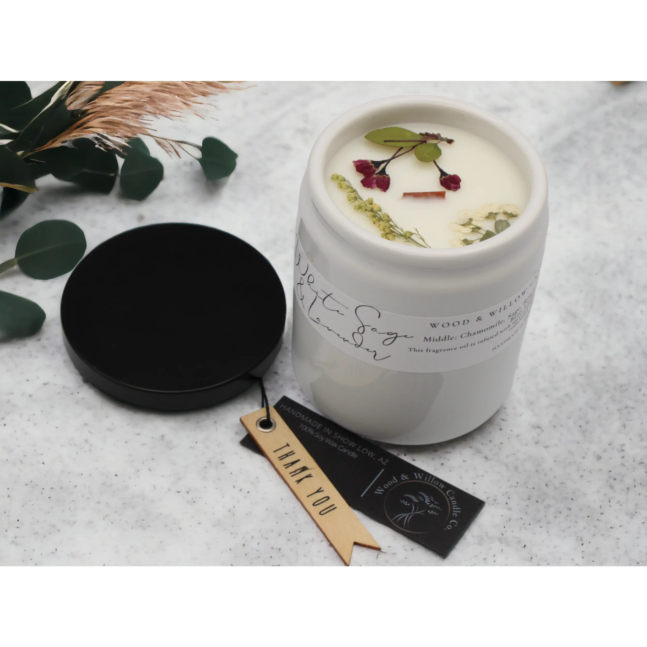 White Farmhouse | Organic Soy Wax 10 oz. Candle with Crackling Wood Wick, Modern Nordic Farmhouse Decor