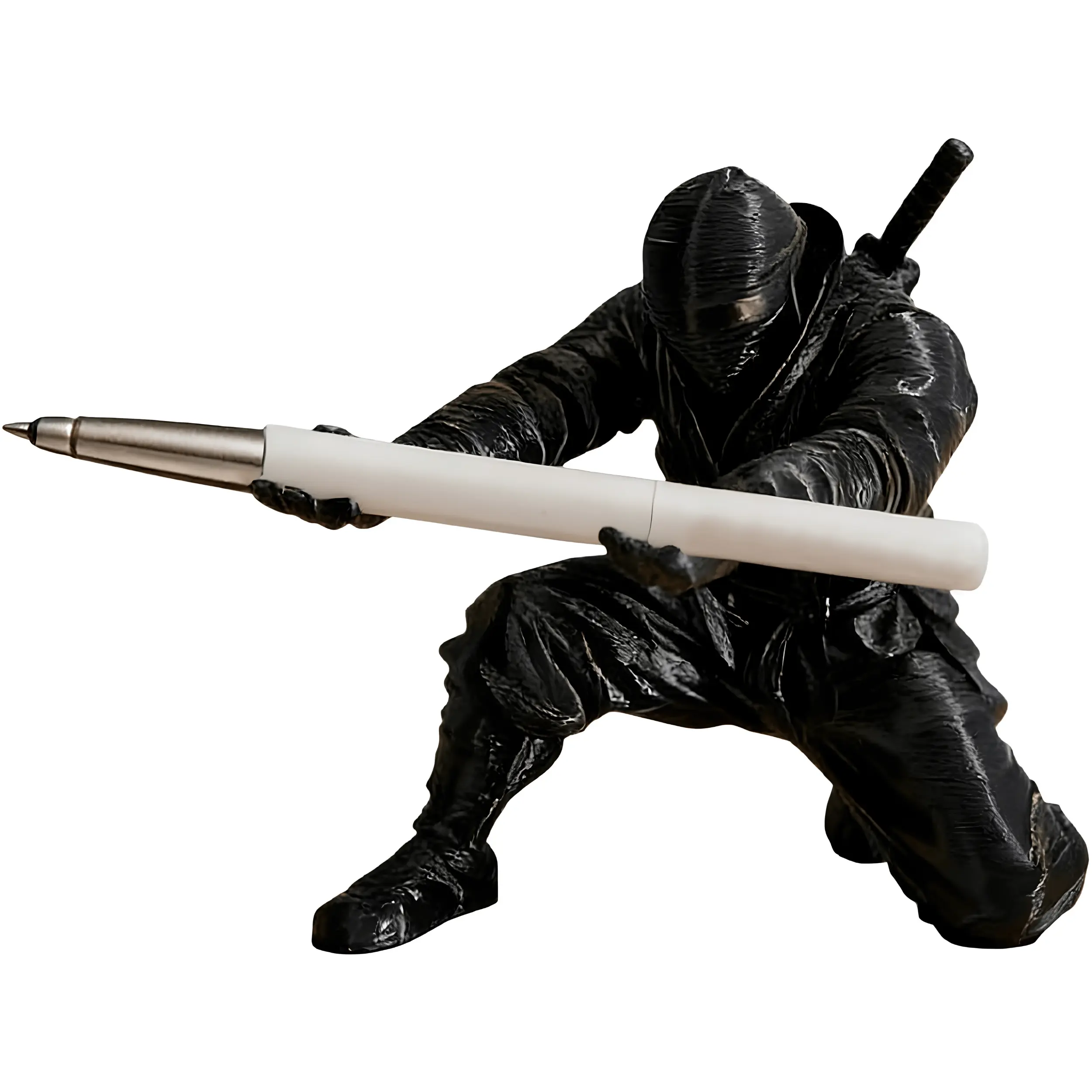 Knight-Style Executive Pen Holder Creative Samurai Warrior Desk Organizer, Single Pen Display Stand, Decorative Desktop Accessory for Office, Home, Study Desk & Workspace, Durable Plastic Pen Holder Gift for Professionals and Students