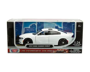 Motormax 1:24 2023 Dodge Charger Pursuit Plain White with Lightbar Diecast Model Car
