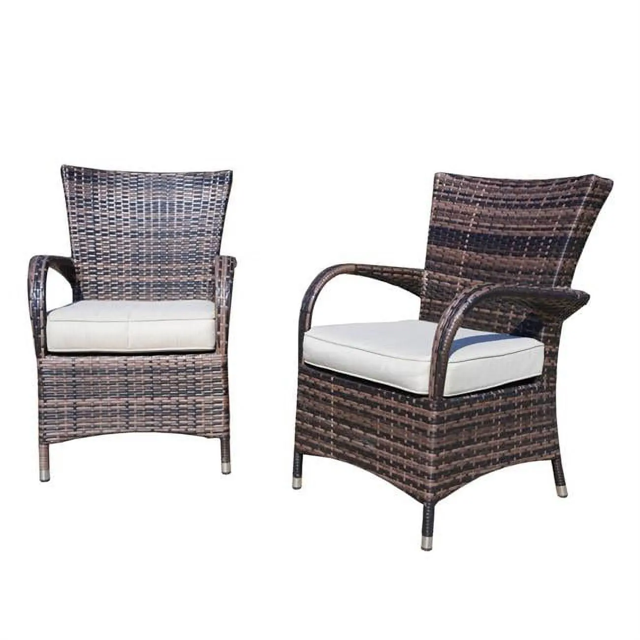 Direct Wicker UBS-1122-Brown 2 Piece Outdoor Rattan Wicker Backrest Dining Chair with Cushions, Brown