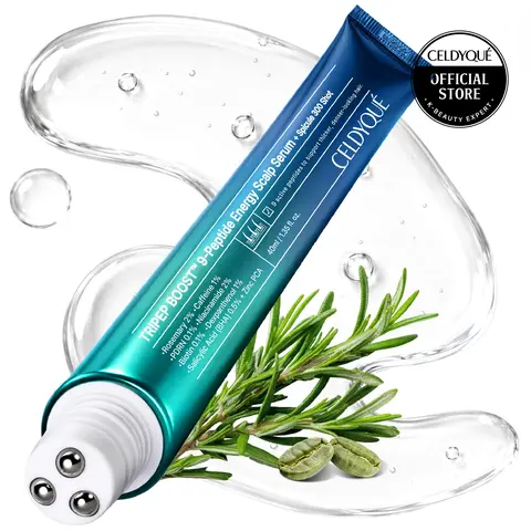 [CELDYQUE] 9-Peptide Cooling Hair & Scalp Care Roll-On Serum, 1.35 fl oz - Cruelty-Free Lightweight Daily Hair Loss Haircare Serum for Adults with 2% Rosemary, 1% Caffeine, 300 PDRN, Spicule, Biotin for Voluminous Fine & Normal Locks