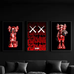 Set of 3 Red KawGraffiti Wall Art Posters, Hypebeast Decor Prints #606
