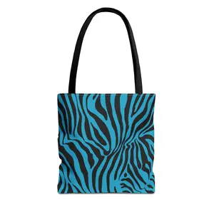 Bold Blue Zebra Print Tote Bag | Stylish Reusable Shopping Bag, Beach Tote, Animal Print Handbag, Gift for Animal Lovers, Eco-Friendly