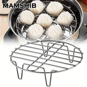 Stainless Steel Circular Multi-Functional Cooking And Baking Rack - A Three-In-One Device: Steaming Layer Rack/Oven Cooling Rack/Dish Cooling Rack, Suitable for Various Cookware And Air Fryers, Kitchen Additions