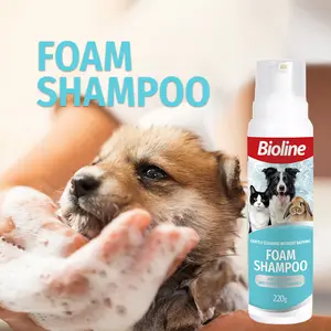 Bioline Waterless Foam Pet Shampoo 7.76oz - No-Rinse Dry Cleanser for Dogs & Cats & Rabbit