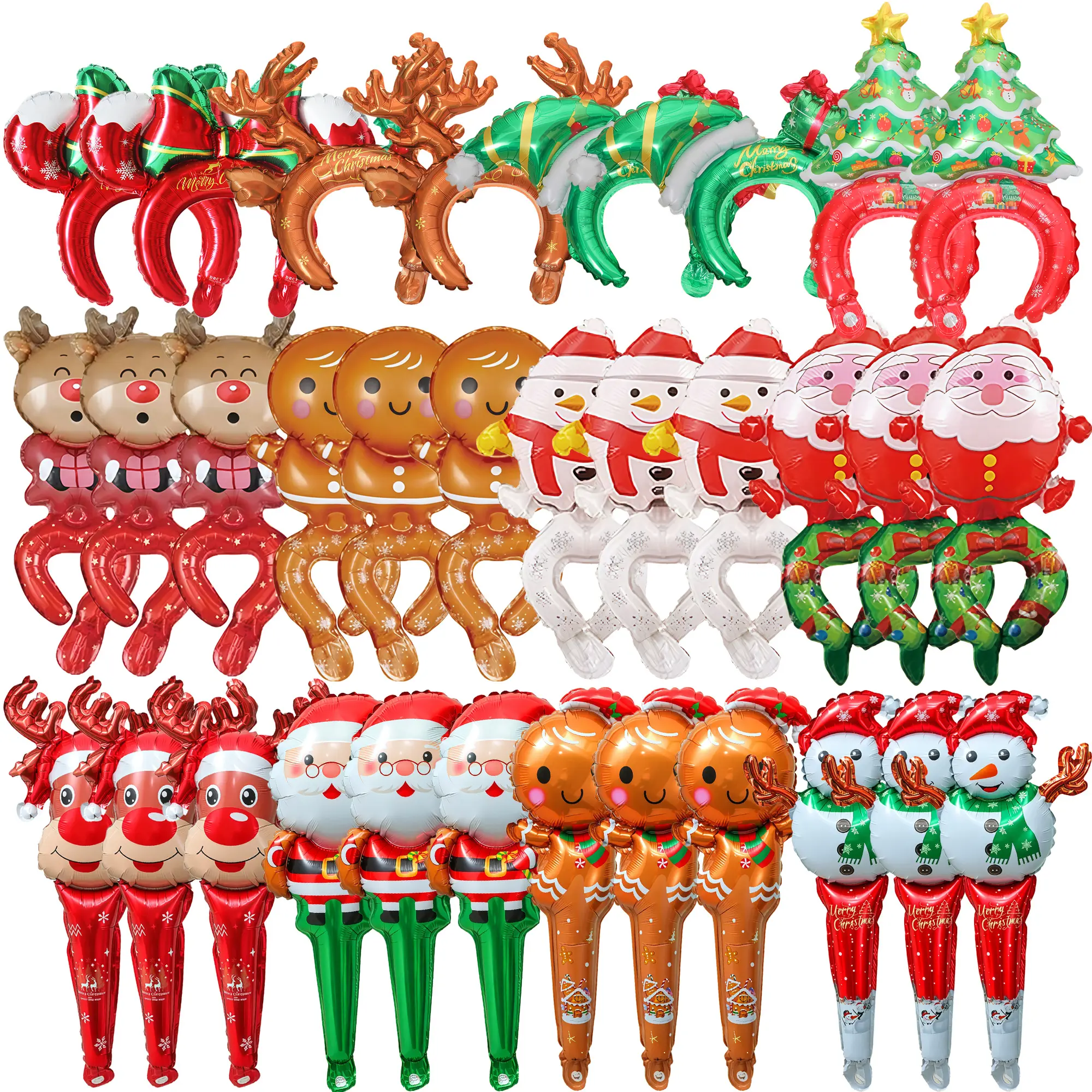 Christmas foil balloon set, handheld balloons perfect for Christmas parties.