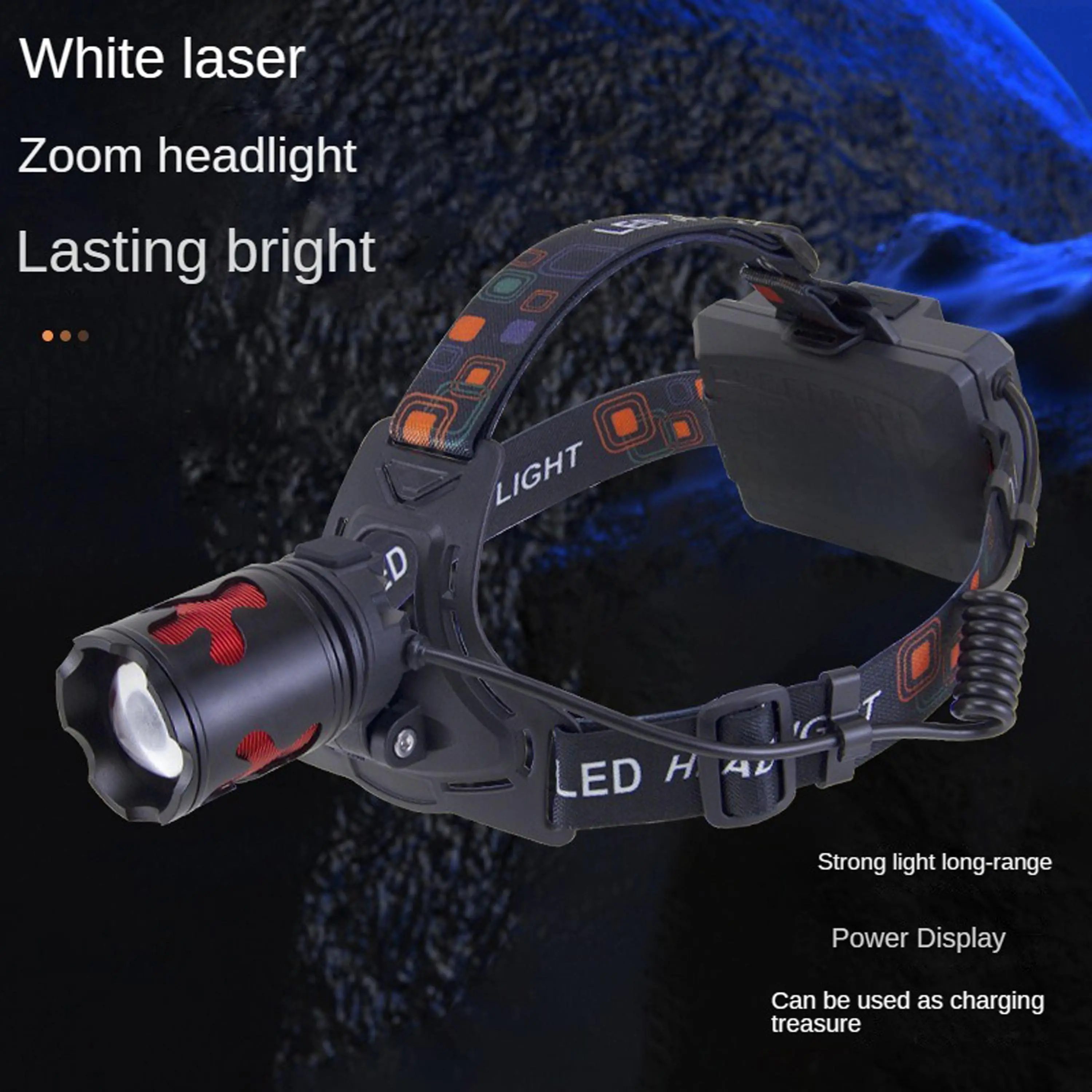 LED Rechargeable Headlamp –  Lumens Super Bright Zoomable Headlight, 5 Light Modes, IPX7 Waterproof, USB Rechargeable, 90° Adjustable for Camping, Running, Cycling, Hiking, Climbing Lifespan