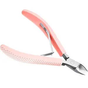 Cuticle Trimmer & Nippers, Scissor with Silicone Handle Nail Tools for Precise Removal, Durable Washable Cuticle Cutter & Remover Nail Clippers (Pink 1PC)