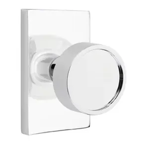 Emtek 5302.KLSUS14.KNUS19.LH Select Key in Lever , Single Point Lockset , Keyed , Modern Rectangular Plate , Key in L-Square Stem , Knurled Handle , LH