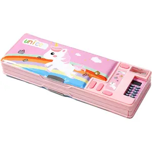 Multifunction Pencil Case with Calculator, Pencil Sharpener and Curriculum, Multiple Cute Patterns, Suitable for Elementary School Girls, Boys,  Gifts for  ()