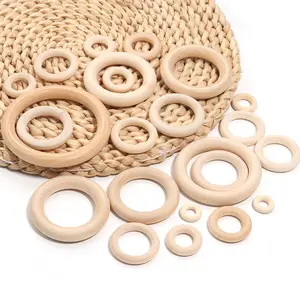 15-120mm Round Wooden Ring Natural Wooden for DIY Handicraft Decoration Accessories Curtain  Wooden Ring Handbag Carrying Rings