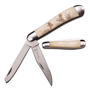 4” Trapper 2 Blade Pocket Knife Gentleman’s Knife Duck Mallard Design Mirror Finish