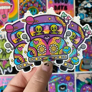 Trippy alien bus sticker