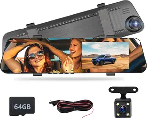 ."IPS Touch Screen Rear View Mirror Camera Dash Cam DVR Monitor Dual Camera Video Recording System P/Loop Recording/GSensor/° Wide Angel/Night Vision/Parking Assistance/G Card