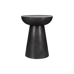 Circularity Modern Luxury Marble and Iron 18" Round Pedestal End Table