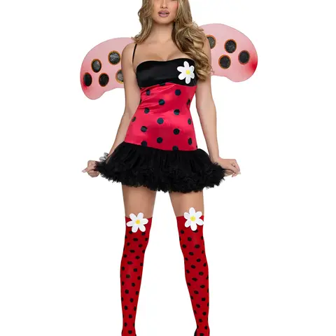 Leg Avenue Women's Y2K Daisy Bug Costume, Cute Halloween Clothes for Women with Polka Dot Set, Headband & Matching Accessories