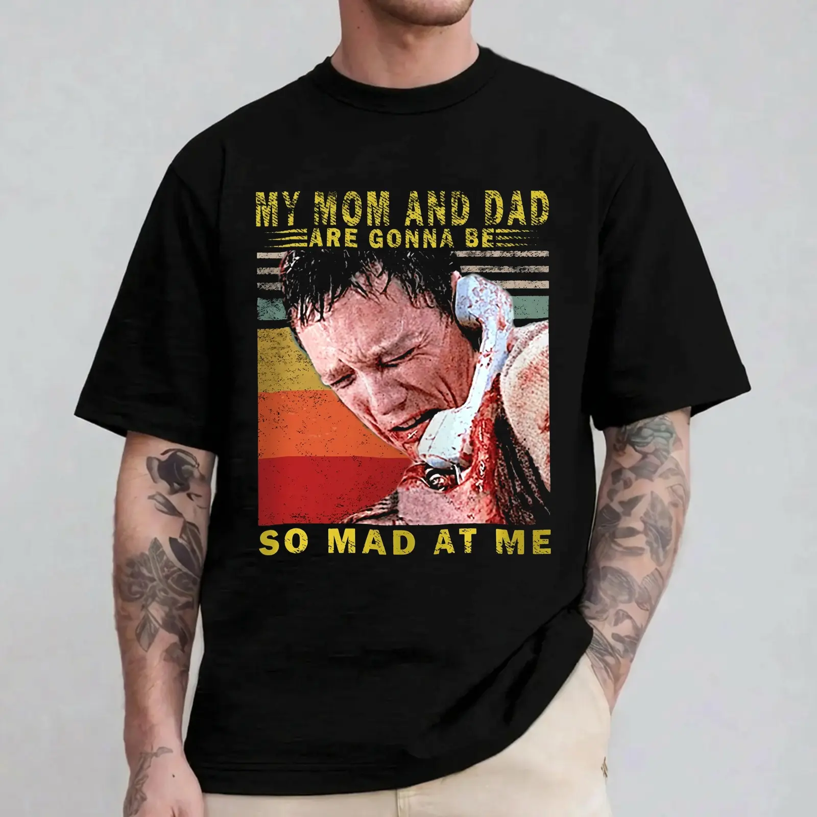 My Mom And Dad Are Gonna Be So Mad At Me Shirt Scream 1996 Stu Macher Vintage Retro Horror Movie Graphic Tee Dark Humor Unisex T-Shirt