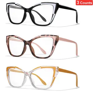 3 Pack Fashion Cat Eye Reading Glasses, Ultra-Light Classic Readers, Framed PC Lens, Comfortable Vision Support, Ideal for Daily Use, Reading Eyeglasses