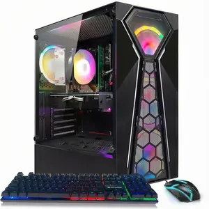 STGAubron Gaming PC Desktop Computer, AMD Ryzen 3 3200G 3.6 GHz, Radeon RX 580 8G, 16G RAM, 512G SSD, WiFi 6, BT 5.0, RGB Fan x 4, Windows 11 Home