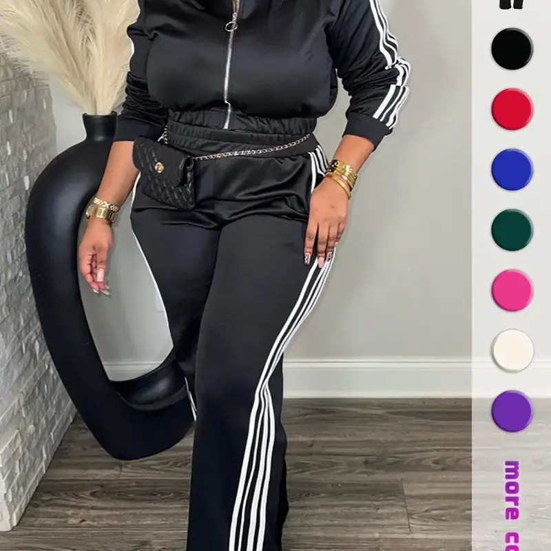 【Black Friday】Women's Casual Long Sleeve Zip Up Jacket & Pants Set for Spring & Fall, Women's Clothes for Daily Wear, Streetwear Tracksuit Outfit