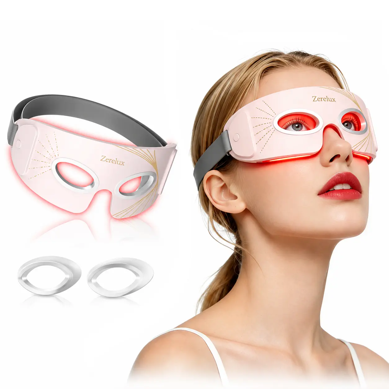 Zerelux red light therapy eye mask, three modes, 850nm near-infrared light, 450mAh portable rechargeable, can effectively improve dark circles, eye bags, and crow's feet