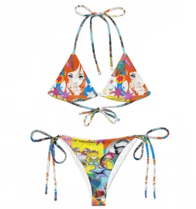 Y2K Cyber Kawaii Bikini: Anime Rave Recycled Fabric Swimsuit