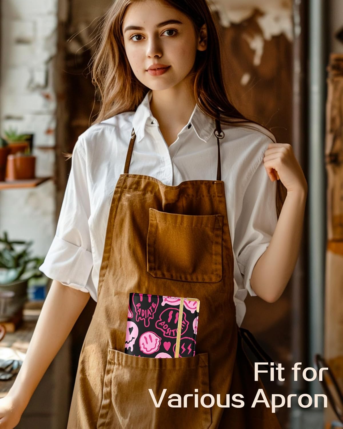 Server Book for Waitress with Zipper Pocket Accessories Leather Server Check Book