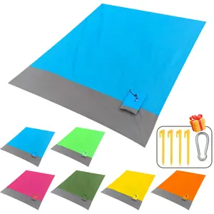 Beach Blanket Waterproof Sandproof, Extra Large  Beach Mat Oversized for 2-4Adults, Portable Beach Accessories Lightweight Outdoor Blanket for Picnic, Travel, Camping, Hiking(Blue)
