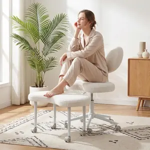 Ergonomic Cross Legged Chair with Wheels,360° Swivel Meditation Chair,ADHD Chair, Criss Cross Desk Chair with Lumbar Support and Adjustable Stool, Flexible Design for Fidgety Sitters