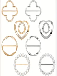 8 Elegant Scarf Rings, Fashion T-Shirt Collar Pins, Round Scarf Knots, Loose Fit Scarf Clips for Women's Clothing, Shawls, Sweaters