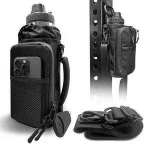 Magnetic Gym Bag – Water Bottle Holder with Strap, Drink Holders | Crossbody Gym Pouch with Towel Hook & Phone Pocket | Hands-Free Bottle Carrier for Gym, Travel, & Outdoors