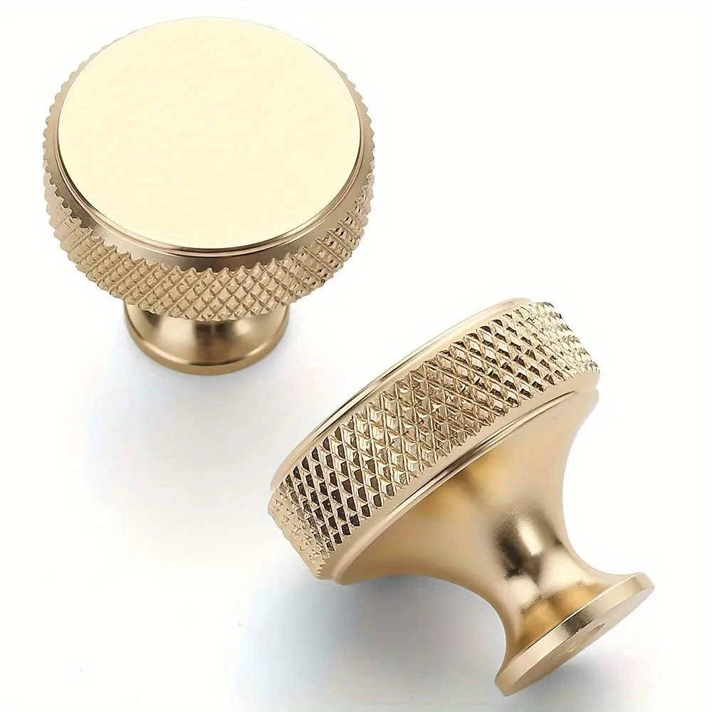10 Pieces of Gold Embossed Cabinet Knobs - with Polished Metal Handles Featuring Diamond Patterns, Suitable for Drawers, Dressing Tables, Cabinets and Wardrobes, Door Hardware, Doorknob, Door Handles Interior