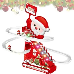 Musical Gingerbread Ski Slope, Christmas Tree Ski Slope, Electric Santa Slide Track Climbing Toy, Automatic Stairs Music Motion Play set, with 3/5 Characters, Indoor Holiday Display