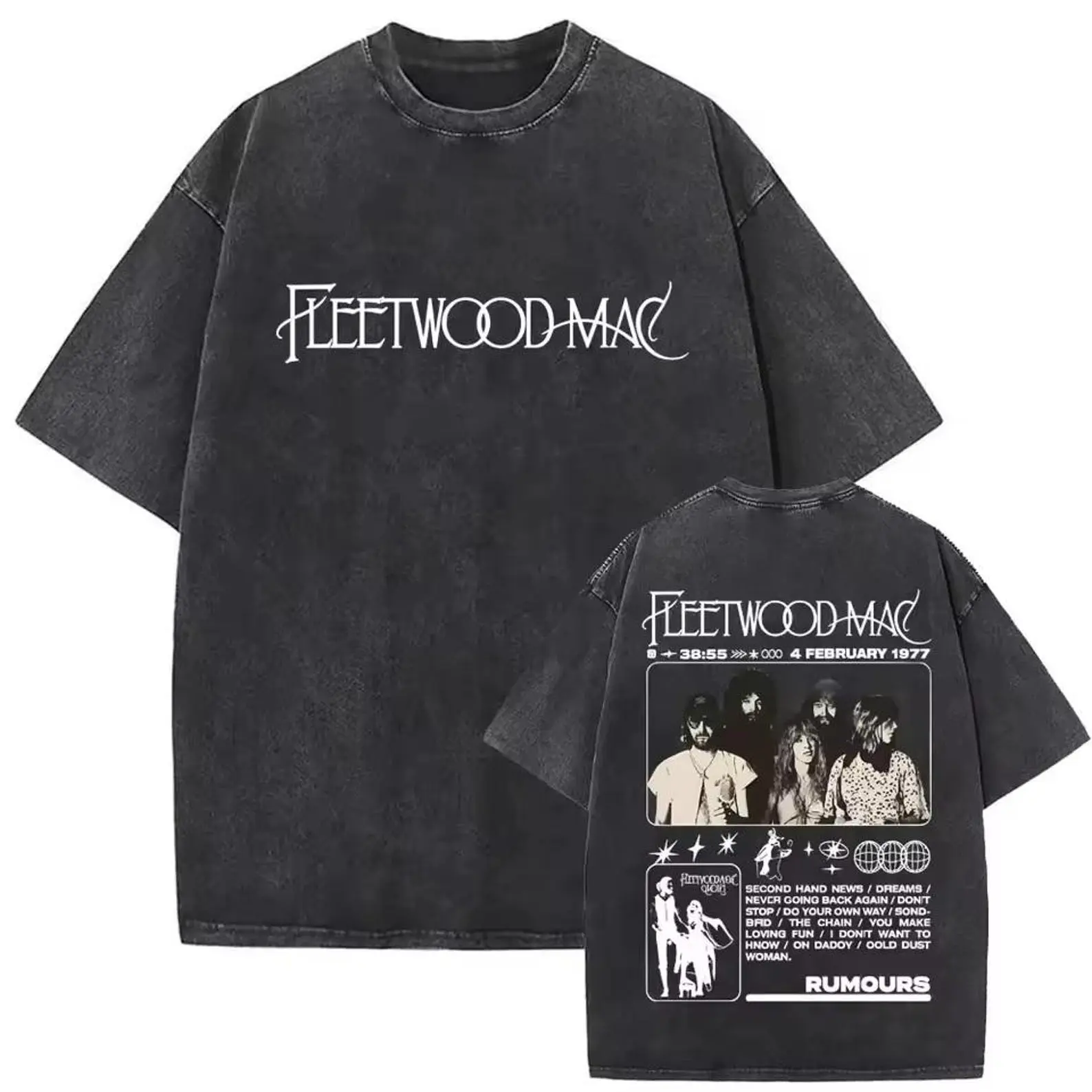 Comfort Colors Fleetwood Mac Rumors Double Sided Vintage T Shirt, Front and Back Print Graphic Tee, Classic Rock Band Shirt, Gift for Her, Concert Shirt