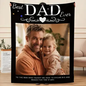 Personalized Best Dad Ever Blanket: Custom Photo Gift, Soft Fleece Blanket