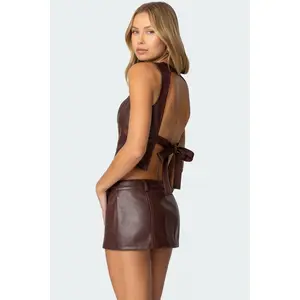 Frances Backless Faux Leather Top Frances Backless Faux Leather Top