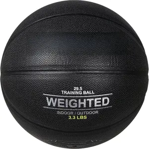 Weighted Heavy  Basketball, Size 6/7 Black 2.2LBS/3LBS/3.3 LBS Weight PU Durable for Trainer and Dribbling Passing, Indoor and Outdoor Usage
