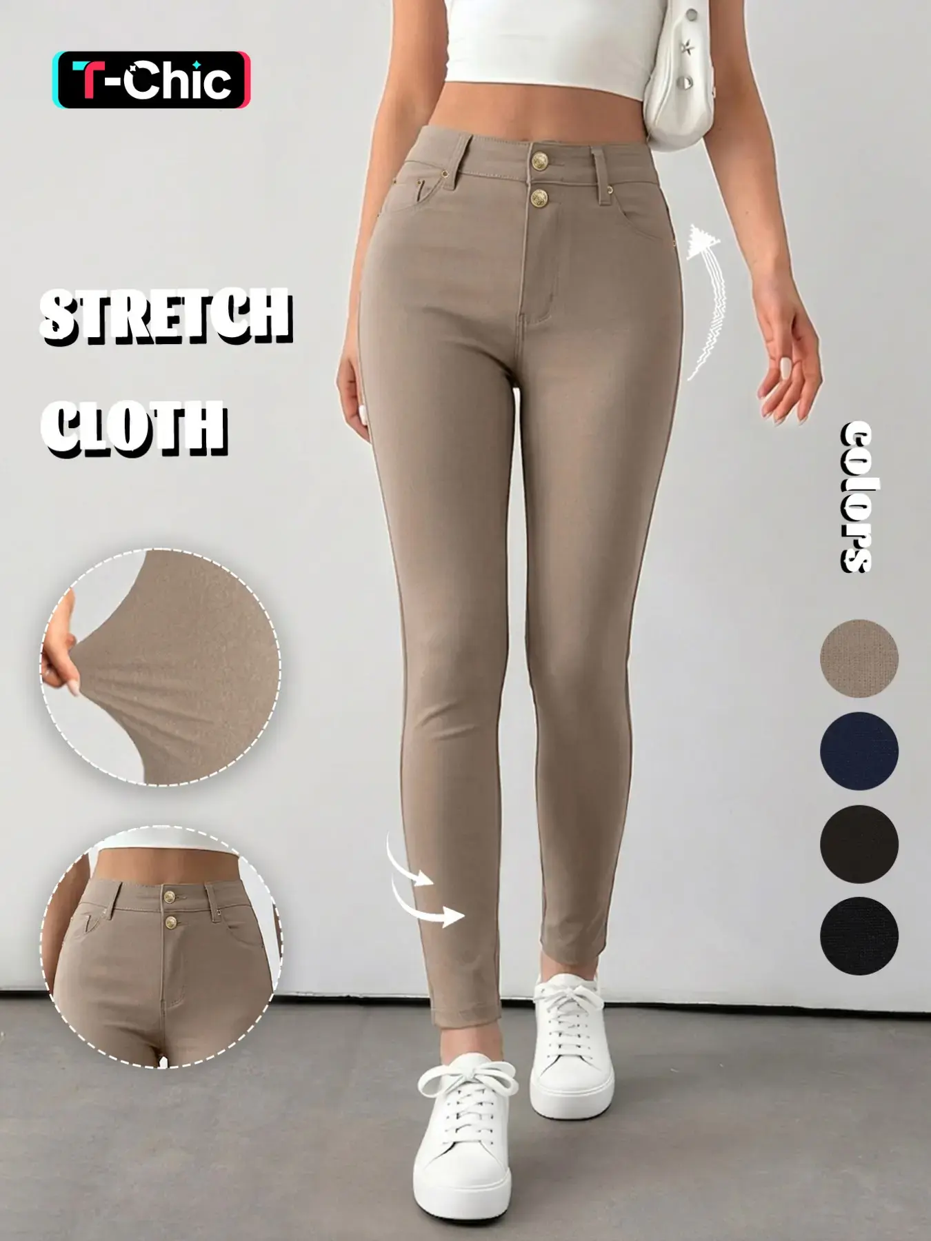 GILIPUR Y2K 2026 Women's Plain Pocket Button Four Season Leggings, Double-Breasted Design Casual Comfy Stretchable Activewear Fitness Pants For Yoga Gym Workout, Gym Sportswear Bottoms, Ladies Bottoms, Athletic Stretchable