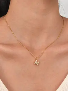 Stainless Steel Chain Necklace with 26 Letter Pendants, Initial Letter Necklace, Personalized Fashion Accessory, Perfect Layered Look Choice