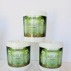 Fearless Candle nontoxic Decor Coconut Decoration Wick Glass Jar Matte motivational quote.