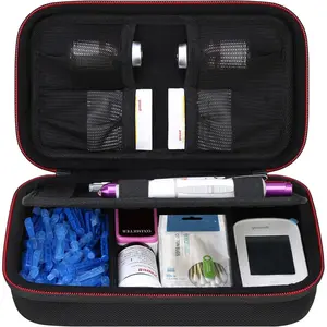 Black Diabetic Supplies Travel Case Glucose Meter + Insulin Pen Organizer  Adjustable Velcro Dividers Durable Pouch Waterproof Pouch