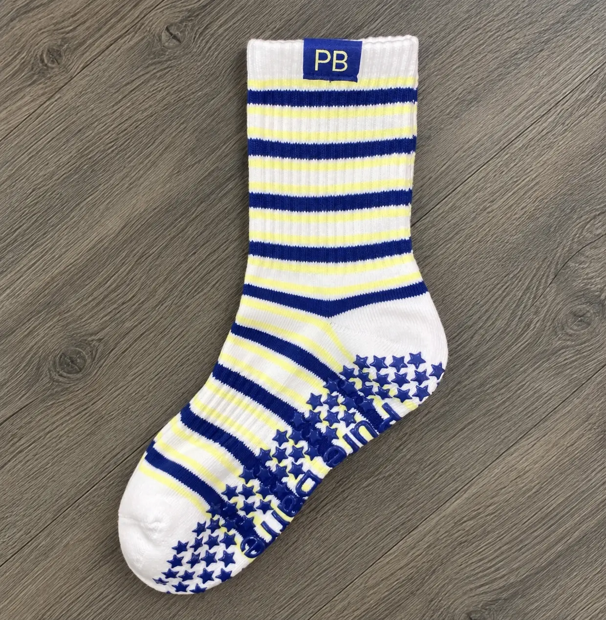 Pure Barre Blue & Yellow Striped Grip Socks – Star Non-Slip Barre Socks