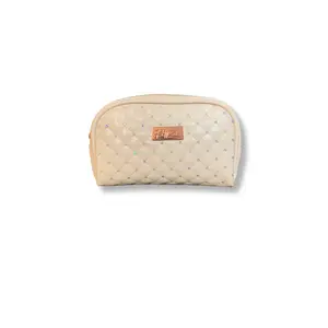 Cream Quilted Cosmetic Bag