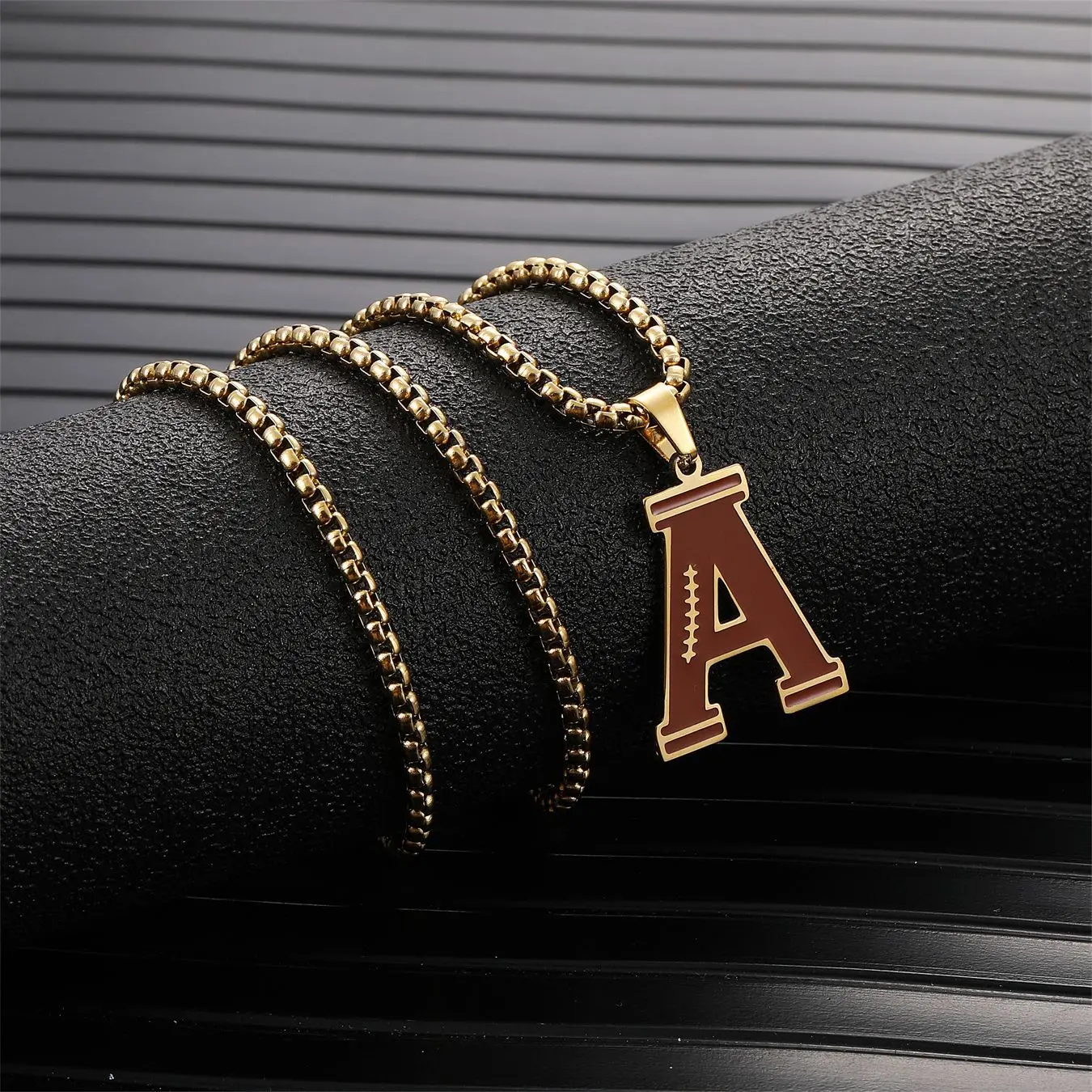 Baseball Initial A-Z Letter Necklace - Men's Baseball Charm Pendant in Stainless Steel Silver Chain, 22inch Personalized Gift