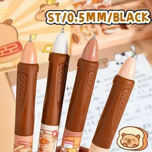 Gift for valentines's day 4 Packs Cartoon Animal Pattern Side Press Erasable Pen, 0.5mm Blue Ink. School Supplies, Classroom Essentials, Writing Instruments, Cute Theme Grips, Erasable Pen Set, Smooth Writing, Thin Line Pen, Student Office Use