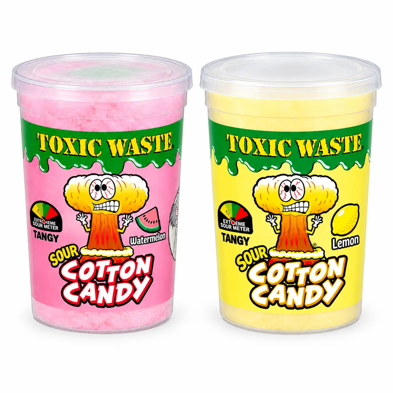 Toxic Waste Sour Cotton Candy Combo Pack – 2 Pack, Watermelon & Lemon Flavors, Extra Sour Tangy Fluffy Cotton Candy